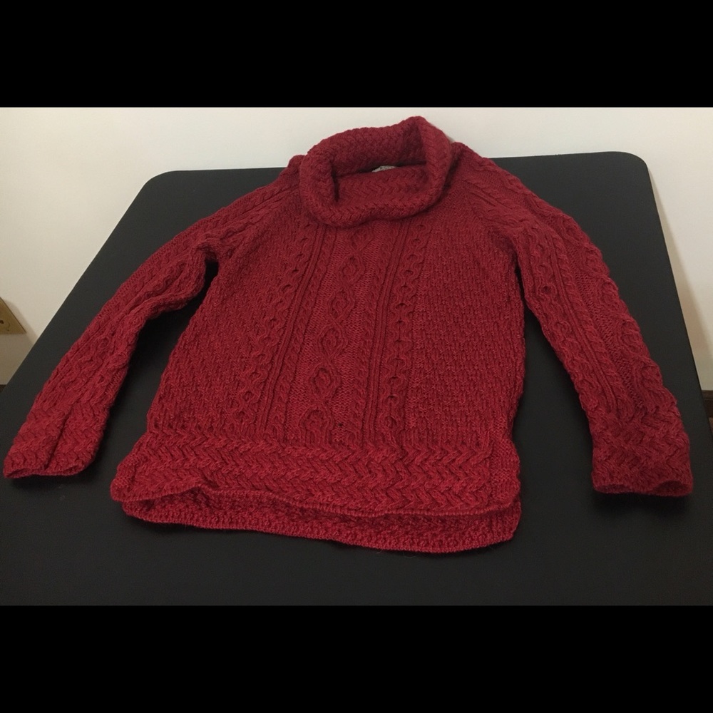 Aran Wool Sweater Market Burgundy Sweater (Made in Ireland) - New